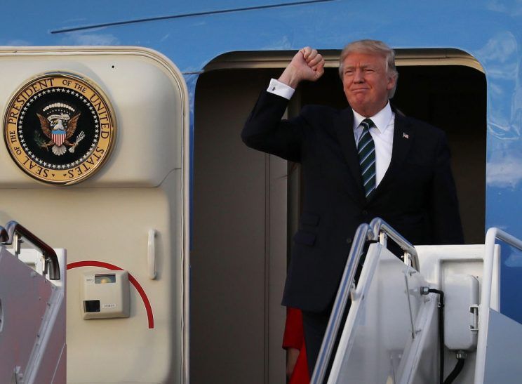 ‘Not joking’ – President Trump reportedly made the comments to reporters on board Air Force One (Pictures: Getty)